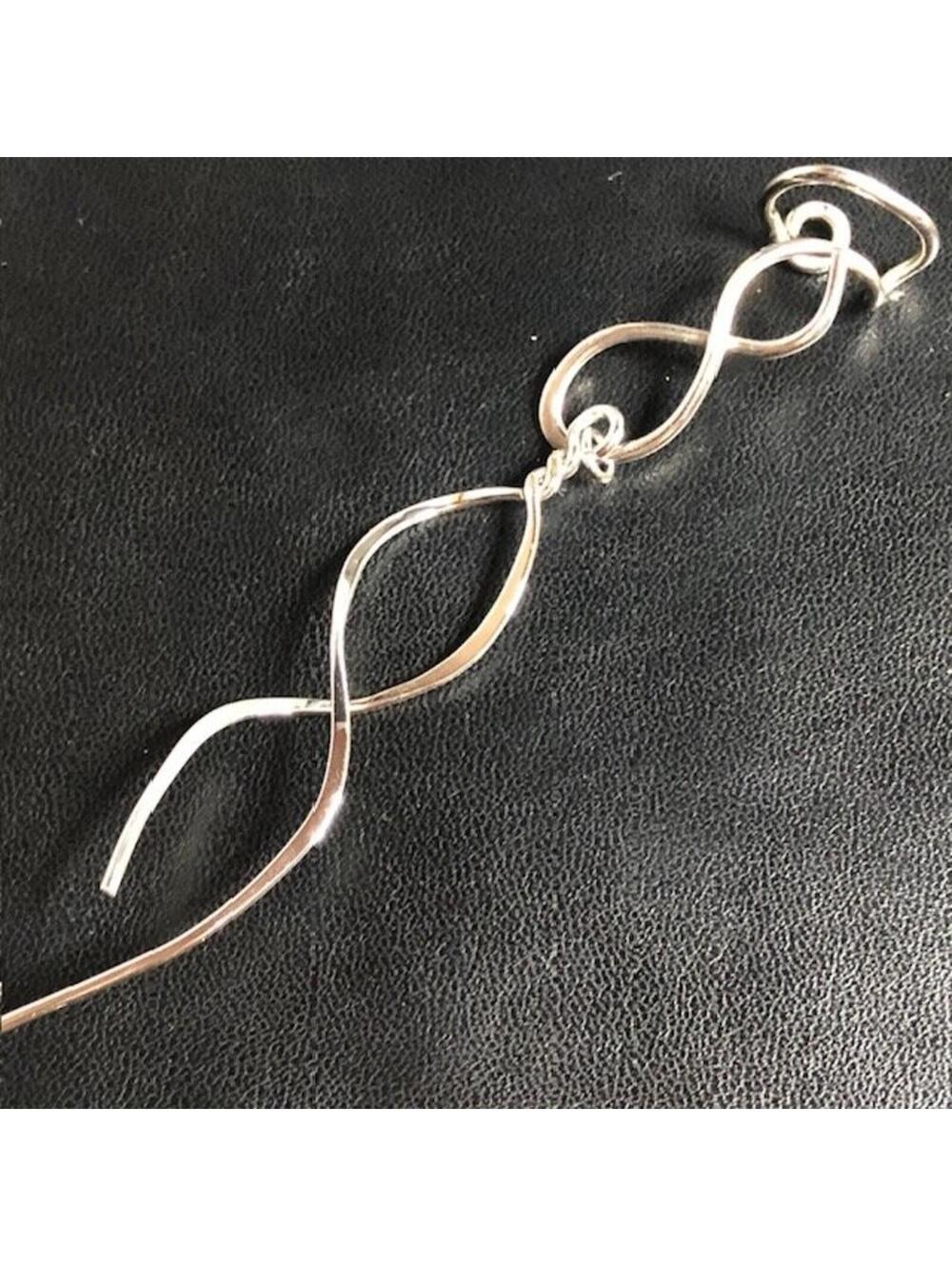 B1279 Artisan Sterling Silver 3.5" Abstract Twisted Wire Infinity Cuff earring